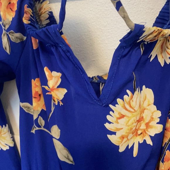 A6 - 321 Strapless Blue Floral Dress Size Small (no tag) - Picture 4 of 13